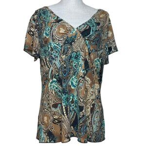 CATO Paisley Floral Pattern Top - Size XL